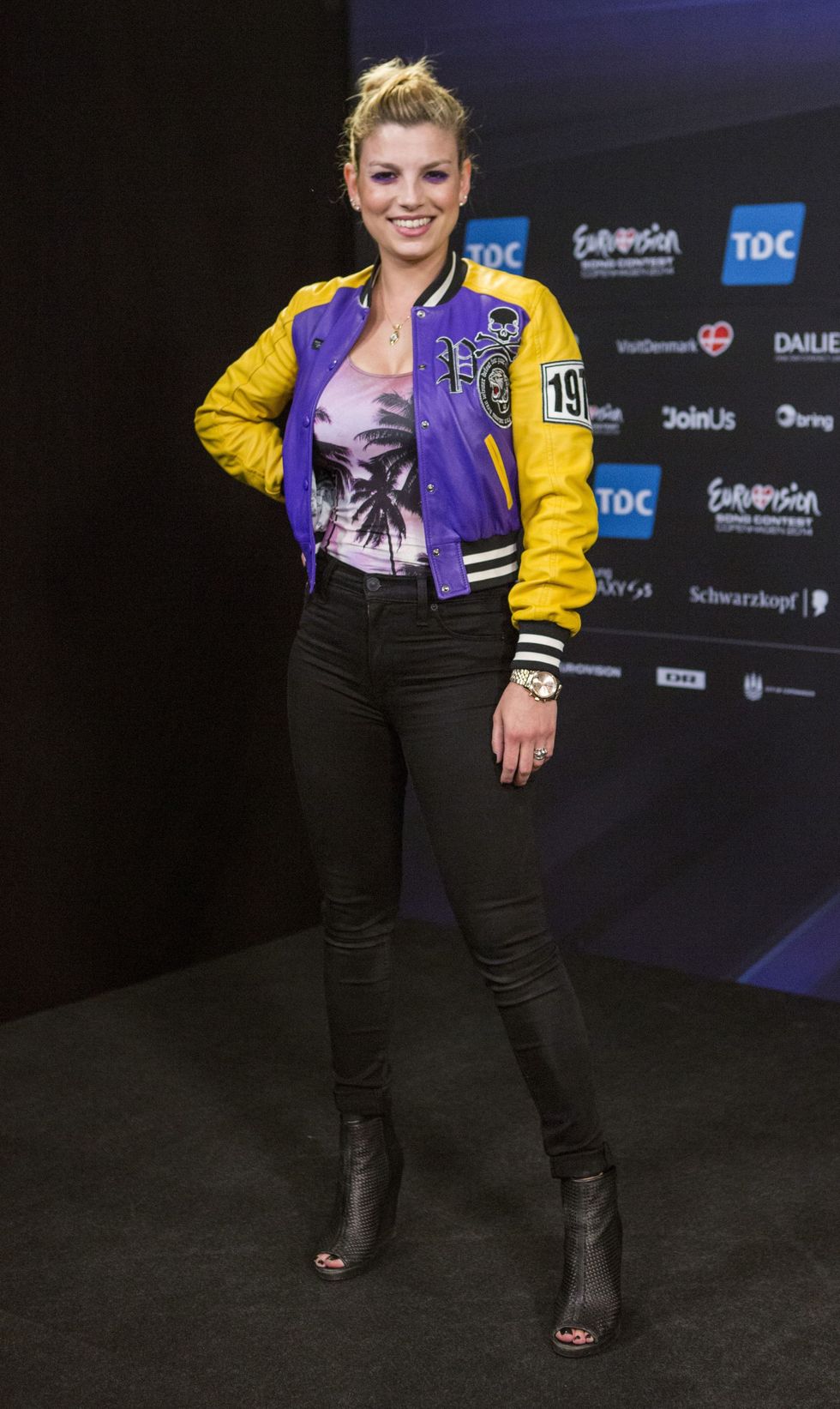 Emma Marrone representing Italy at the Eurovision Song Contest with her song "La mia citta" poses during a Meet and Greet on May 4, 2014 in Copenhagen, about a week before the contest. The final of the competition will be held in the Danish capital on May 10, 2014.      AFP PHOTO / NIKOLAI LINARES / SCANPIX DENMARK / DENMARK OUT        (Photo credit should read Nikolai Linares/AFP/Getty Images)