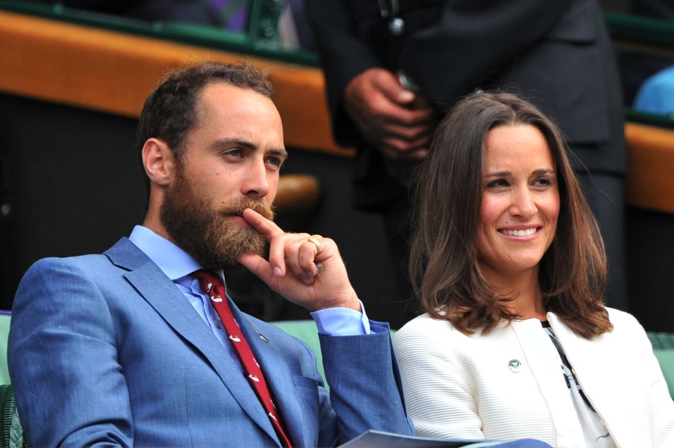 Pippa Middleton (R) and James Middleton (L), sister and brother of Catherine, Duchess of Cambridge, sit together in the Royal Box on Centre Court on day four of the 2014 Wimbledon Championships at The All England Tennis Club in Wimbledon, southwest London, on June 26, 2014. AFP PHOTO / GLYN KIRK  - RESTRICTED TO EDITORIAL USE        (Photo credit should read GLYN KIRK/AFP/Getty Images)