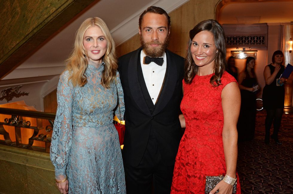 LONDON, ENGLAND - FEBRUARY 10:  (L to R)  Donna Air, James Middleton and Pippa Middleton attend the inaugural Roll Out The Red Ball in aid of the British Heart Foundation at The Park Lane Hotel on February 10, 2015 in London, England.  (Photo by David M. Benett/Getty Images)