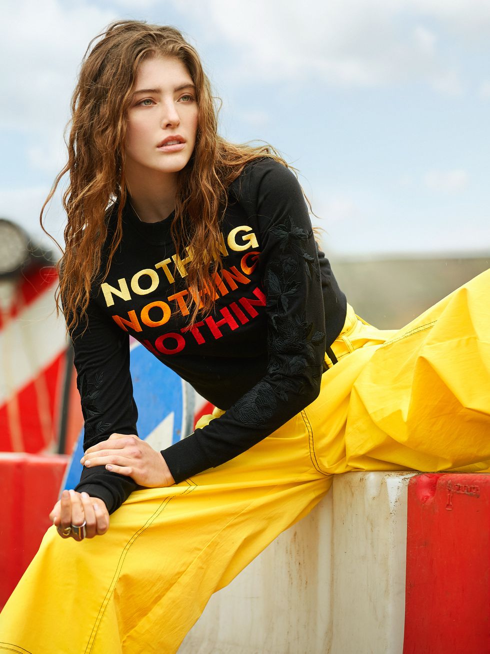 Yellow, Photo shoot, Outerwear, Photography, Long hair, Style, Fashion design, 