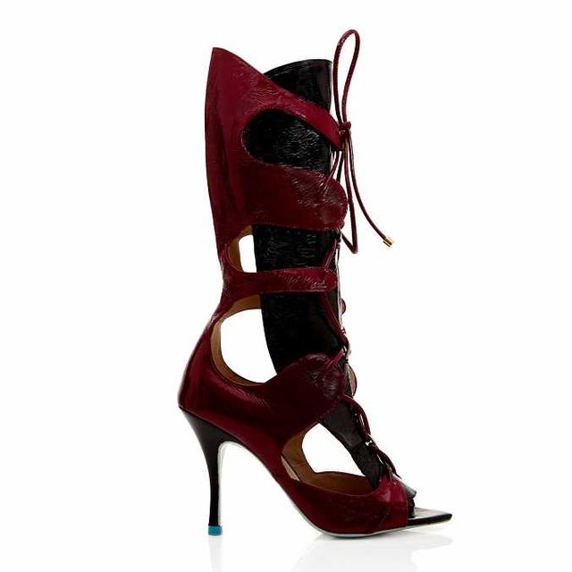 Brown, Red, Carmine, Maroon, Tan, Liver, Leather, Boot, High heels, Coquelicot, 