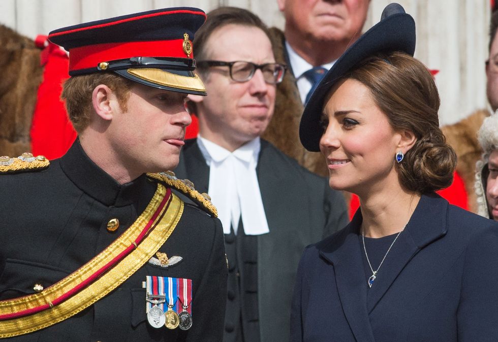 LONDON, ENGLAND - MARCH 13:  Prince Harry and Catherine, Duchess of Cambridge attend a Service of Commemoration for troops who were stationed in Afghanistan on March 13, 2015 in London, England.  (Photo by Samir Hussein/WireImage)
