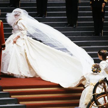 Wedding dress, Bride, Gown, Dress, Bridal clothing, Veil, Bridal veil, Ceremony, Bridal accessory, Marriage, 