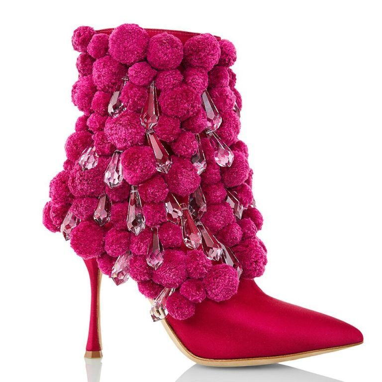 Footwear, Pink, Magenta, High heels, Shoe, Violet, Boot, Suede, Court shoe, Fur, 