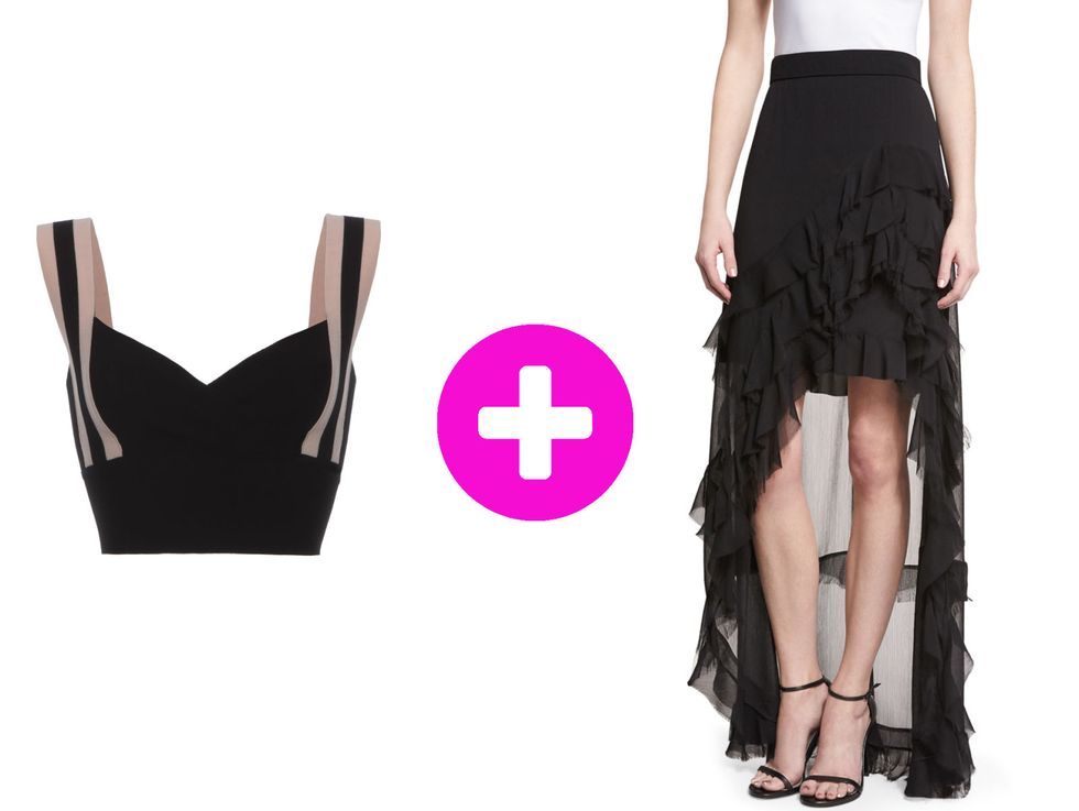 Chiara Ferragni ha avuto un'idea geniale con questo outfit composto da un abito corto nero elegante + una gonna nera corta davanti e lunga dietro: copia il look!