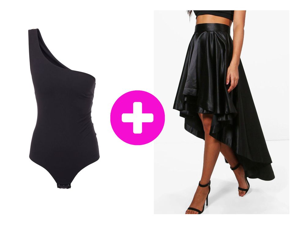 Chiara Ferragni ha avuto un'idea geniale con questo outfit composto da un abito corto nero elegante + una gonna nera corta davanti e lunga dietro: copia il look!