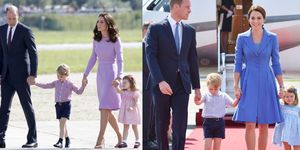 Due foto della famiglia reale vestiti tutti con i colori coordinati