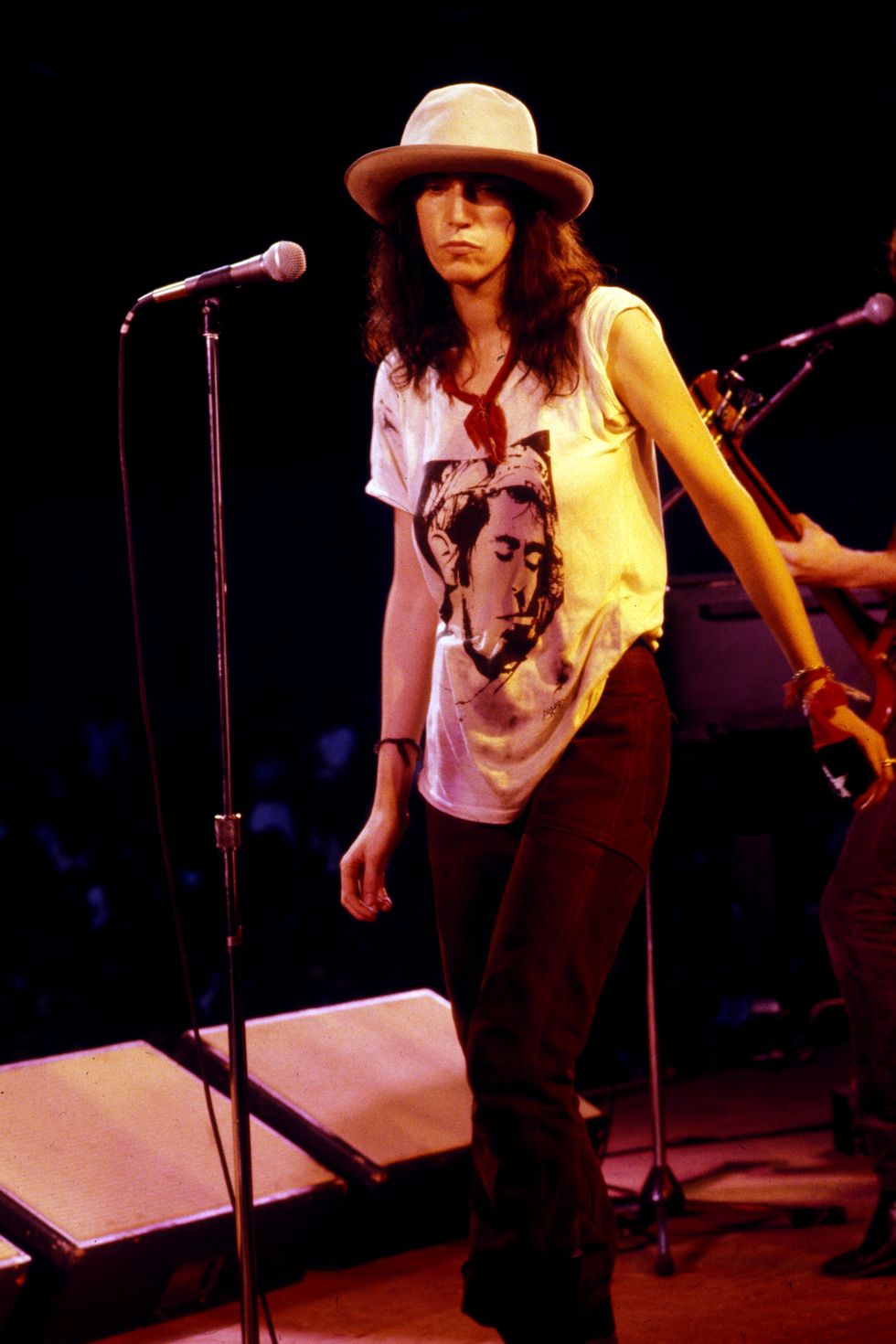 NEW YORK - AUGUST 04: Patti Smith performs live on stage with The Patti Smith Group in Central Park as part of The Dr Pepper Music Festival on August 04 1978 (Photo by Richard E. Aaron/Redferns)