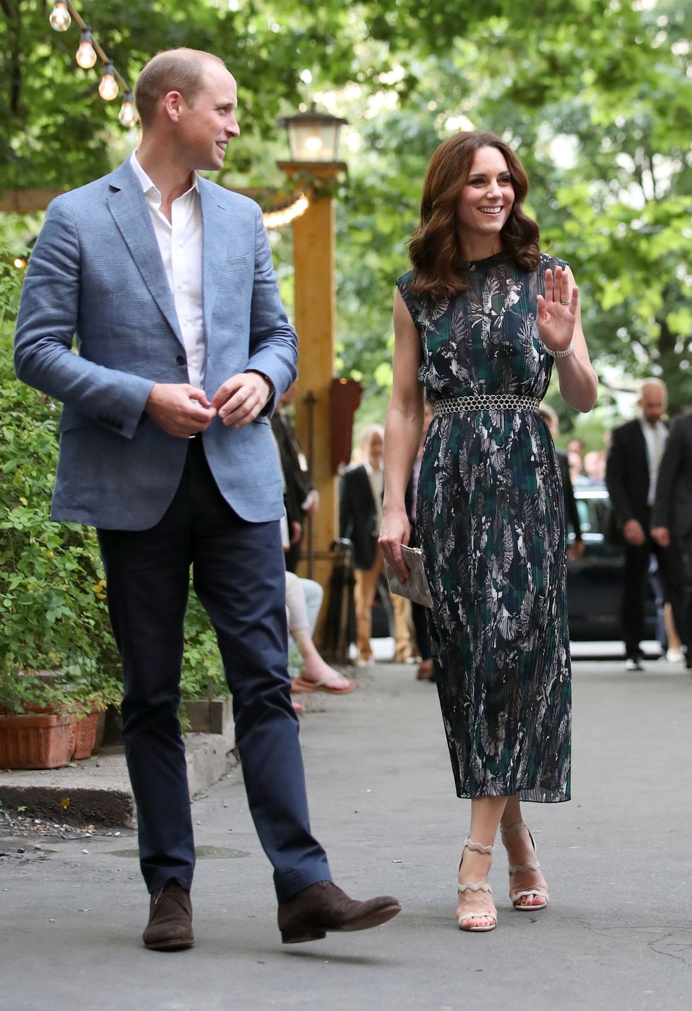 HEIDELBERG, GERMANY - JULY 20:  Prince William, Duke of Cambridge and Catherine, Duchess of Cambridge arrive at the last original dancehall in Berlin, the Clärchens Ballhaus, to attend a reception on day 2 of their official visit to Germany on July 20, 2017 in Berlin, Germany.  (Photo by Chris Jackson - Pool/Getty Images)