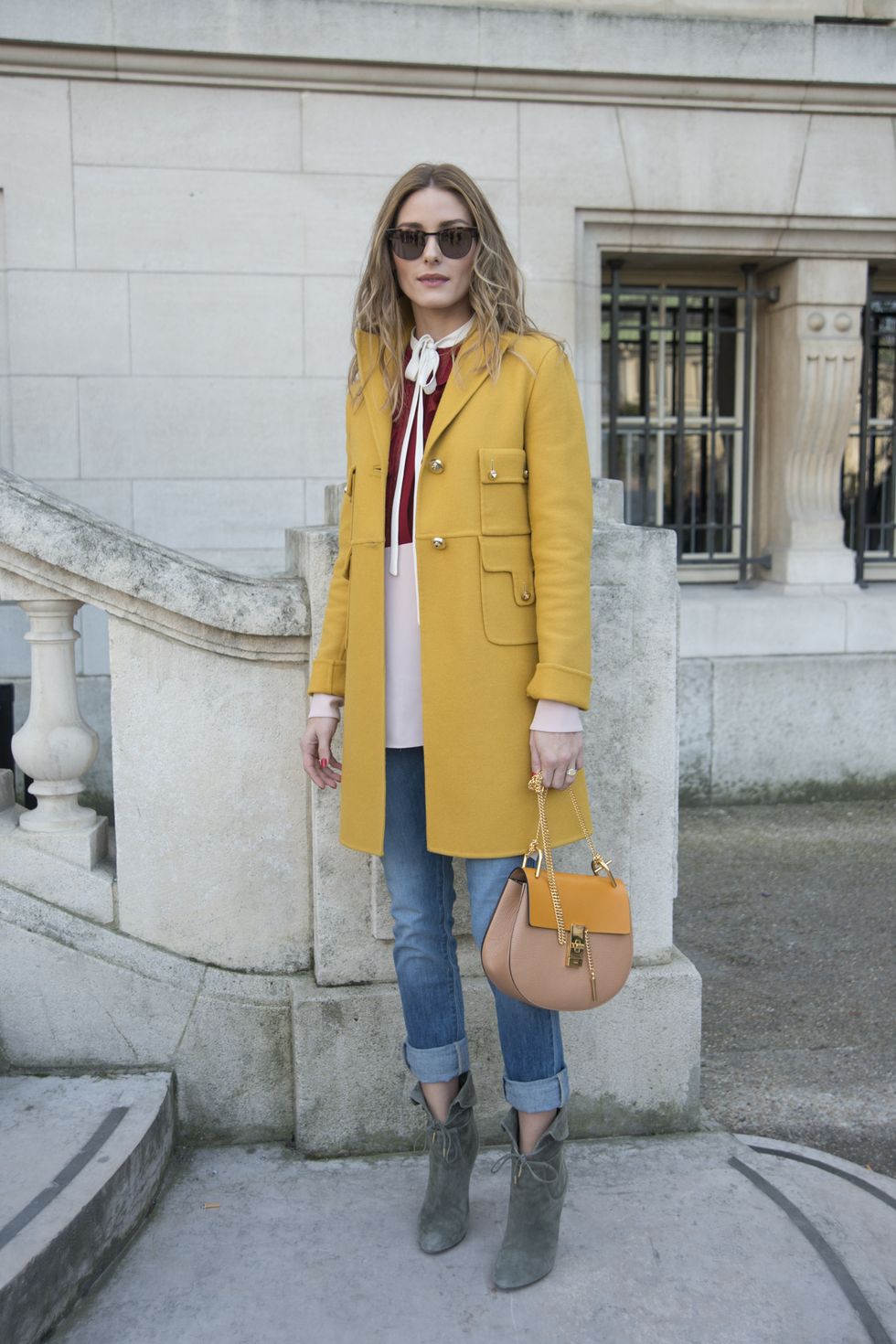 PARIS, FRANCE - MARCH 08: Actress Olivia Palermo wears a Chloe shirt jacket and bag at the Chloe show on day 6 of Paris Collections: Women on March 08, 2015 in Paris, France.  (Photo by Kirstin Sinclair/Getty Images)