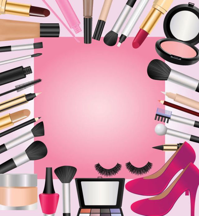 Pink, Cosmetics, Beauty, Eye shadow, Cheek, Material property, Font, Graphic design, Lipstick, Illustration, 