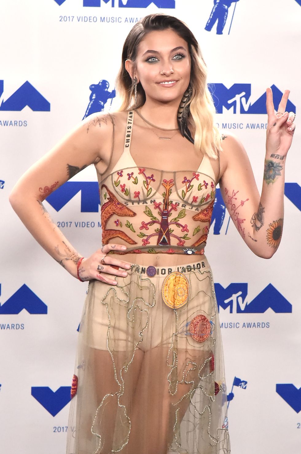 INGLEWOOD, CA - AUGUST 27:  Paris Jackson poses in the press room during the 2017 MTV Video Music Awards at The Forum on August 27, 2017 in Inglewood, California.  (Photo by David Crotty/Patrick McMullan via Getty Images)