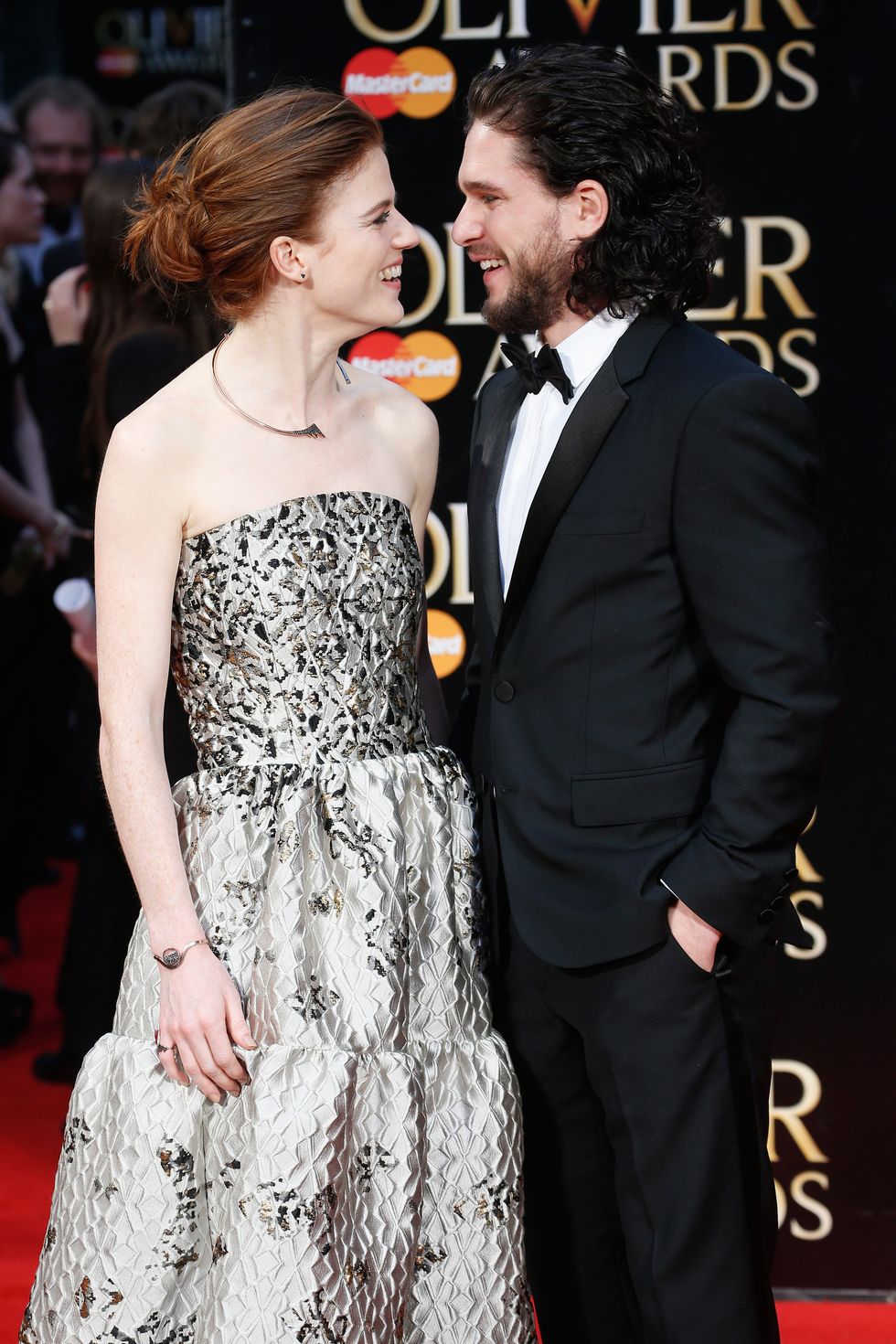 LONDON, ENGLAND - APRIL 03:  Rose Leslie and Kit Harington attend The Olivier Awards with Mastercard at The Royal Opera House on April 3, 2016 in London, England.  (Photo by Luca Teuchmann/Luca Teuchmann / WireImage)