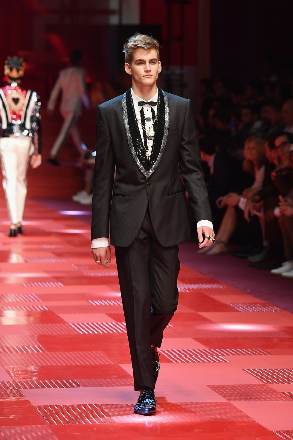 MILAN, ITALY - JUNE 17:  Presley Gerber walks the runway at the Dolce & Gabbana show during Milan Men's Fashion Week Spring/Summer 2018 on June 17, 2017 in Milan, Italy.  (Photo by Jacopo Raule/Getty Images)