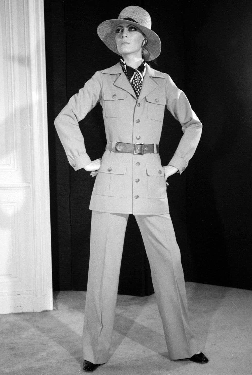 Standing, Uniform, Suit, Outerwear, Formal wear, Headgear, Military person, Military officer, Black-and-white, Style, 
