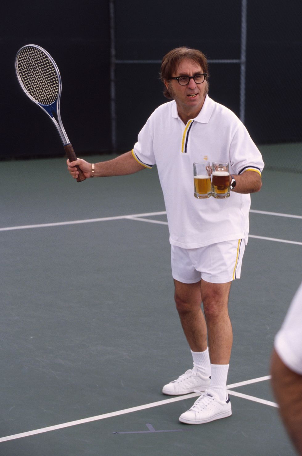 WHEN BILLIE BEAT BOBBY -Starring Oscar- winner Holly Hunter as Billie Jean King and  as Bobby  Riggs, When Billie Beat Bobby tells the story of the 1973 male- versus-female tennis match watched and heard round the world.  When Riggs, a 55-year-old tennis hustler, challenged King, a 29- year-old female tennis star, to a Battle of the Sexes, the  match shook the foundations of American sports by dramatically  demonstrating that female professional athletes deserved equal  prize money   and equal respect. When Billie Beat Bobby airs as  an ABC Original on MONDAY, APRIL 16 (8:00-10:00 p.m., ET) on the  ABC Television Network.  (Photo by Robert Voets/ABC via Getty Images)