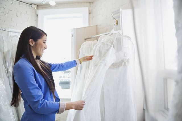 woman opting for white wedding dress