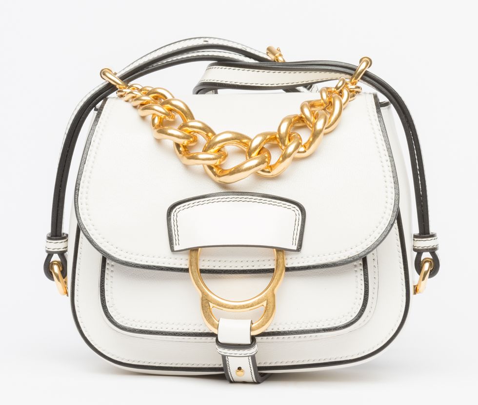 Product, White, Bag, Style, Metal, Fashion accessory, Font, Pattern, Chain, Shoulder bag, 