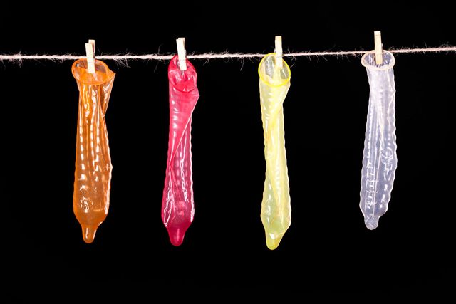 colorful condoms hanging