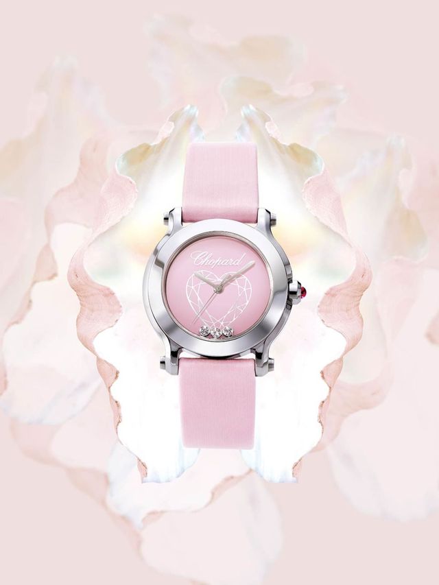 Watch, Pink, Watch accessory, Peach, Clock, Magenta, Analog watch, Strap, Paint, Silver, 