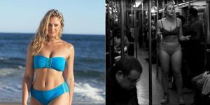 モデルのイスクラ・ローレンスが、地下鉄でストリップ!?