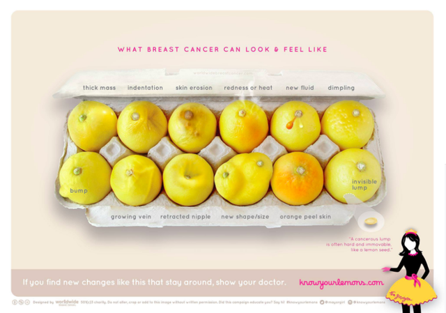 分かりやすい乳がんの徴候を教える「レモン画像」