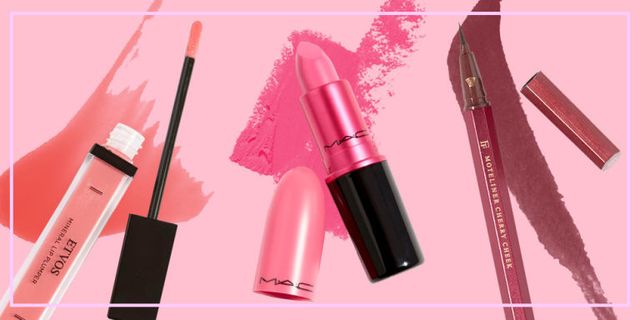 Pink, Cosmetics, Lipstick, Red, Beauty, Lip gloss, Lip, Material property, Mascara, Tints and shades, 