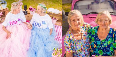 100歳を迎えた双子のおばあちゃん♡誕生日写真がステキ