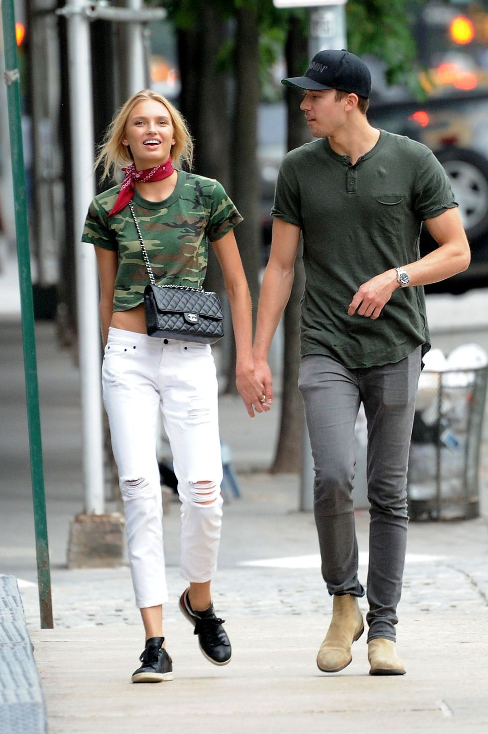 NEW YORK, NY - JULY 07: EXCLUSIVE: Model Romee Strijd and boyfriend Laurens van Leeuwen are seen out in Tribeca on July 07, 2016 in New York, NY. (Photo by Josiah Kamau/BuzzFoto via Getty Images)