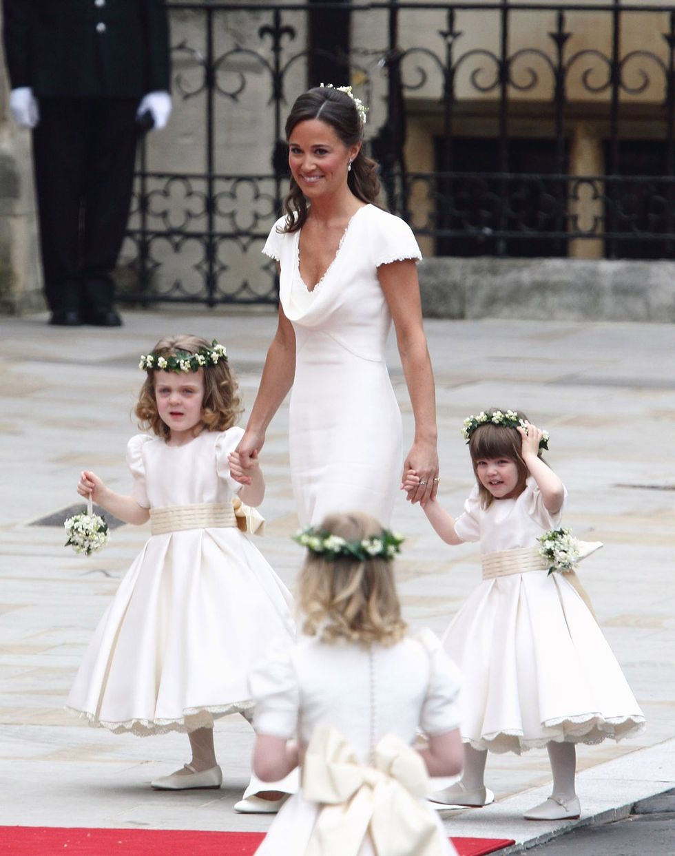 Child, Dress, White, Gown, Clothing, Bridal party dress, Wedding dress, Bridal clothing, Fashion, Shoulder, 