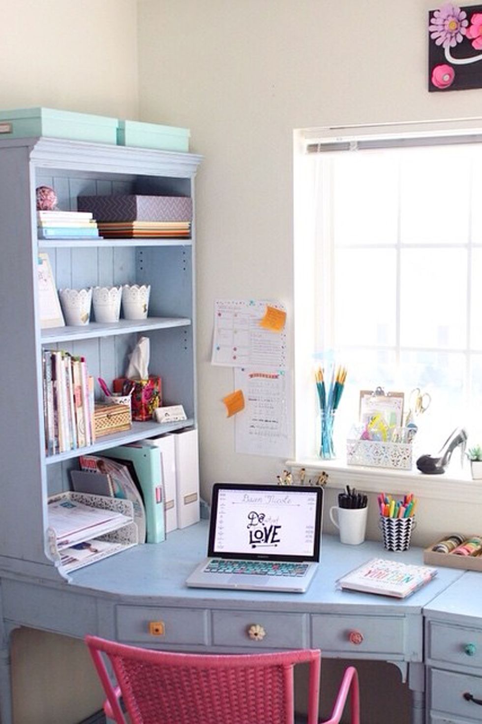 Mini Home Tour: Pastel Thrifted Home Office + Craft Room