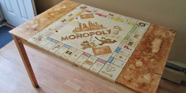 See This Plain Kitchen Table Transform Into A Giant Monopoly Board Diy Projects