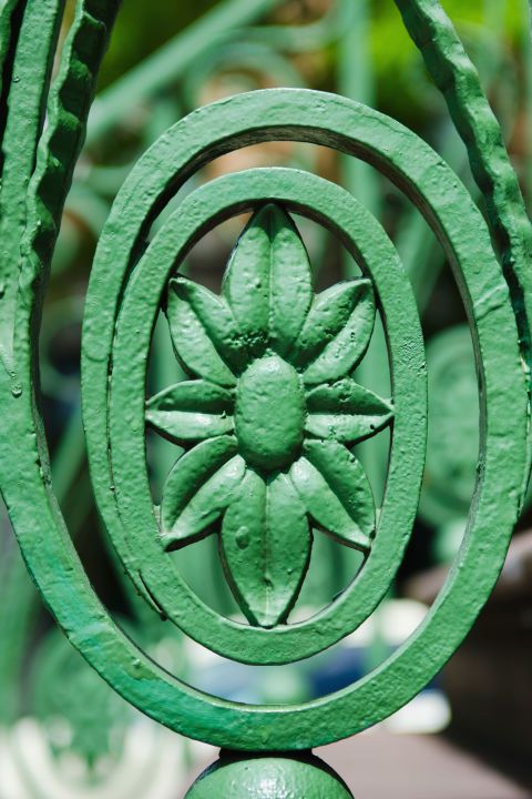 Green, Pattern, Botany, Terrestrial plant, Iron, Teal, Metal, Circle, Close-up, Design, 