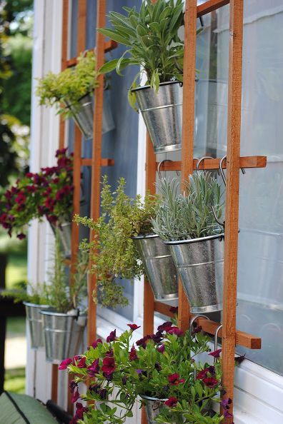 small backyard ideas hanging planters