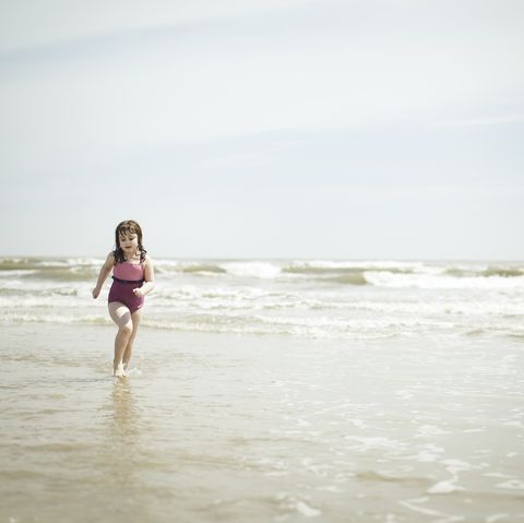 girl on the beach in galveston, texas