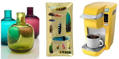 Yellow, Serveware, Bottle, Drinkware, Teal, Glass bottle, Small appliance, Cup, Creative arts, Natural material, 