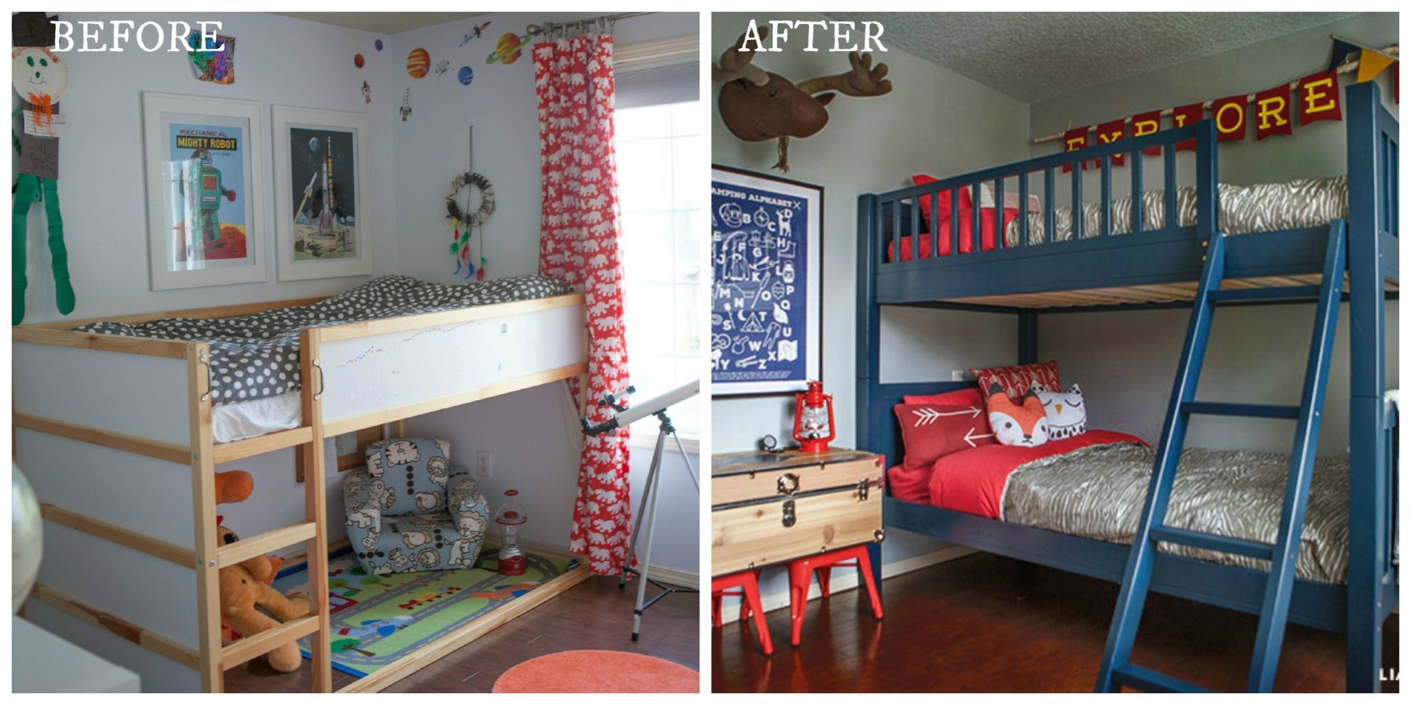 Camping Themed Kid S Bedroom Makeover Little Boy Bedroom Decorating Idea   Landscape 1439491087 Campingroom2collage3 