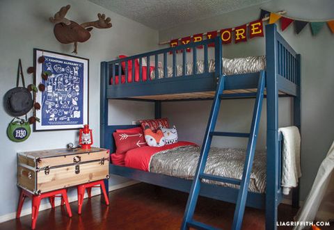 camping-themed kid's bedroom makeover - little boy bedroom