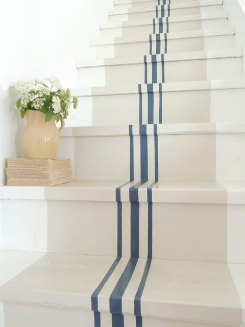 18 Pretty Painted Stairs How To Paint Stair Rails Riserore Striped Painted Stairs