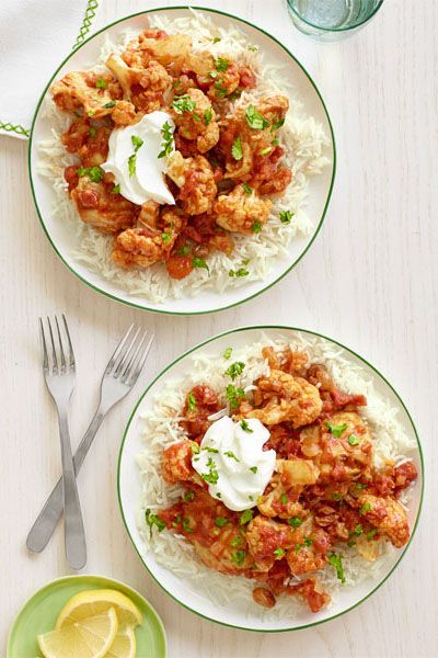 indian spiced chicken and cauliflower