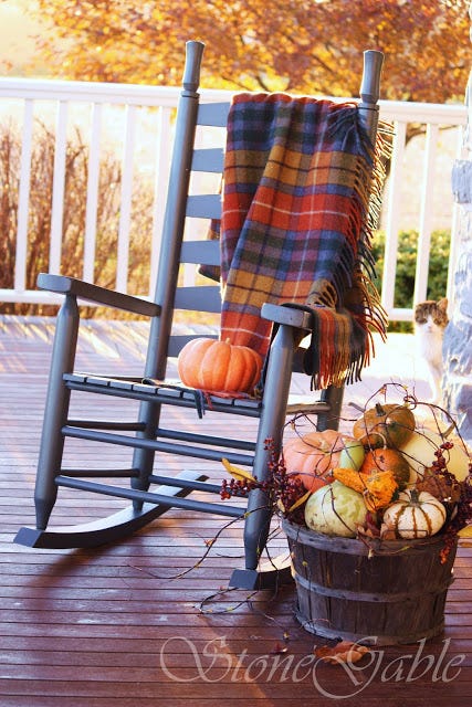 fall porch decorating ideas rocking chair