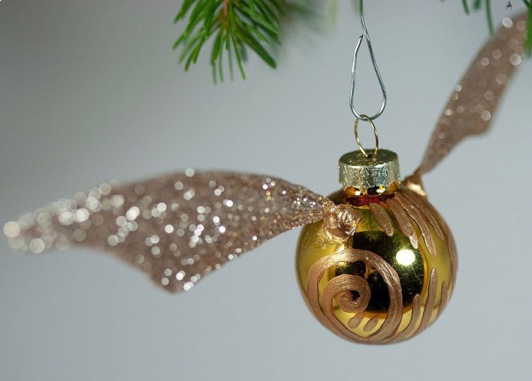 Gold Glass Christmas Tree Ornament Harry Potter Glasses W/ Scar & HP Handmade. 