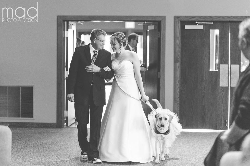 Bride Shares a Special Moment With Service Dog - Service Dog at Wedding