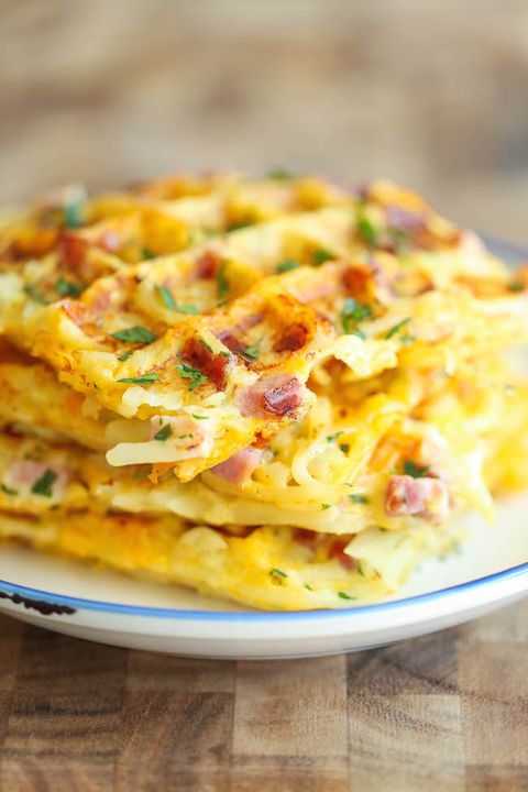 ham and cheese hash browns waffles