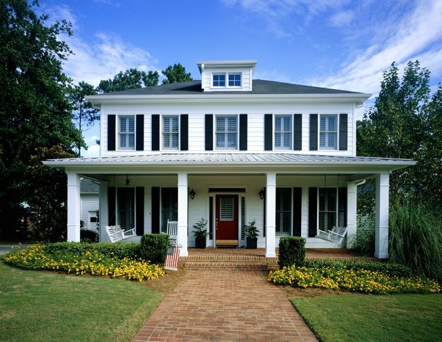 Plant, House, Property, Home, Real estate, Residential area, Porch, Door, Building, Garden, 