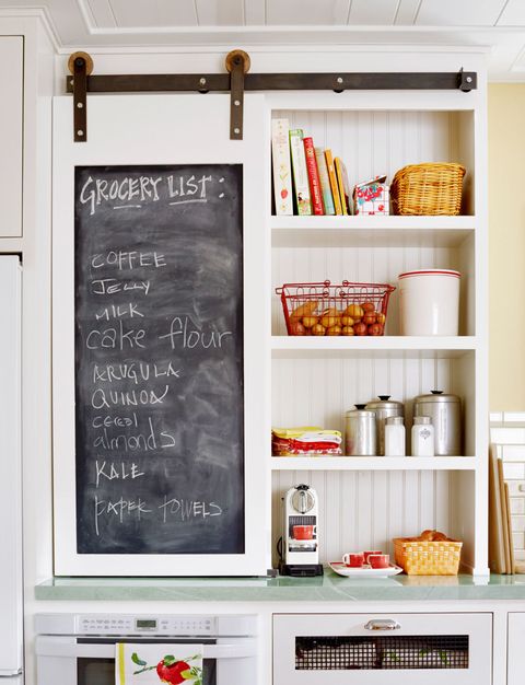 Shelf, Room, Wall, Blackboard, Shelving, Furniture, Kitchen, Home, Font, Interior design, 