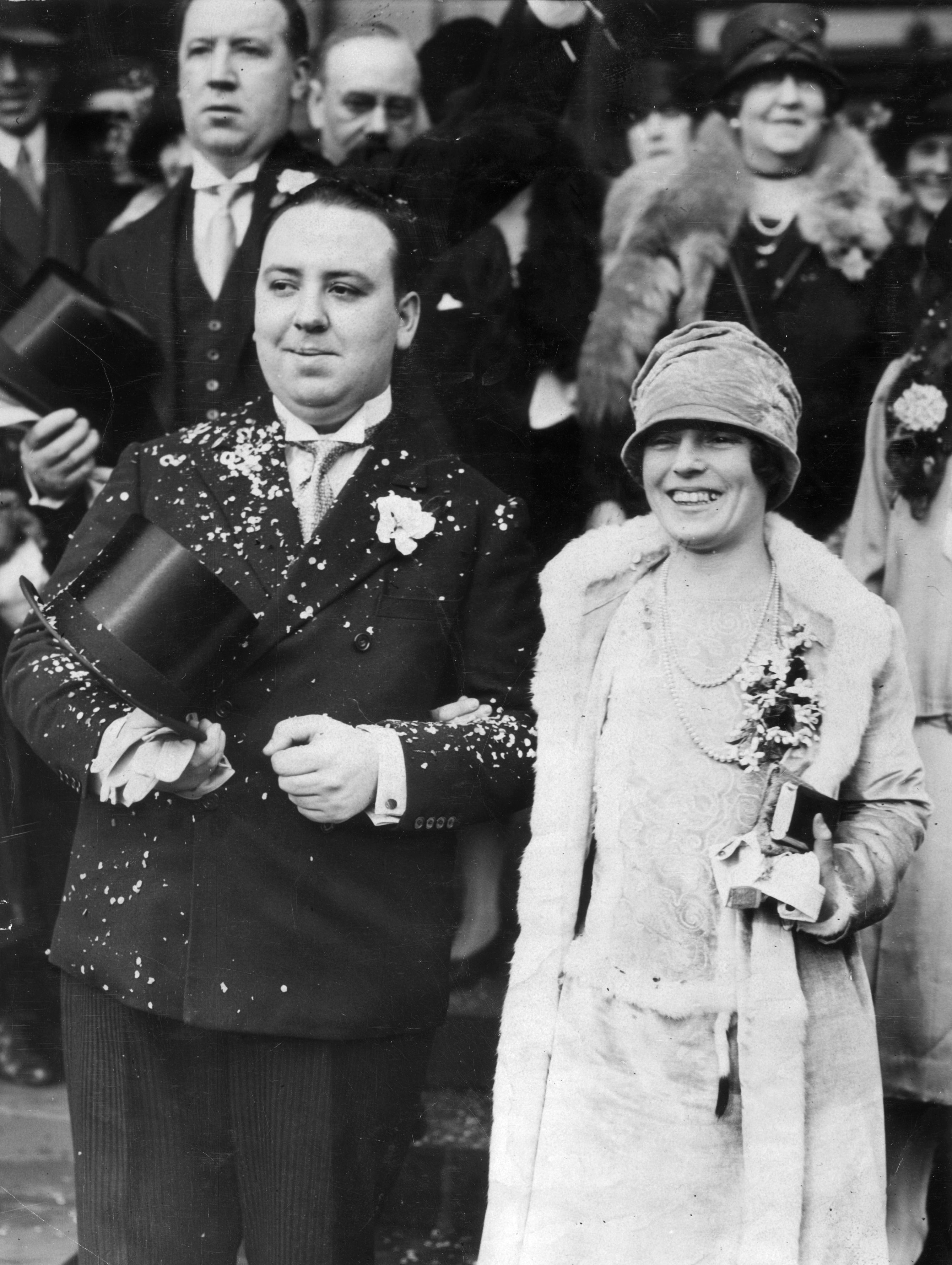 Alfred and Alma on their wedding day, 2 December 1926. Alfred's older brother William is behind him, and his mother, Emma Jane, is likely behind Alma.