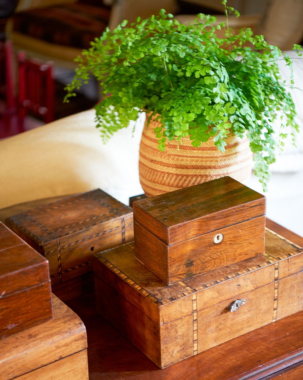 sheryl crow's collection of vintage wooden tea caddies