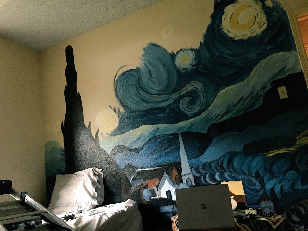 12 Year Old Girl Paints Starry Night On Brother S Wall