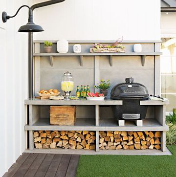 built in outdoor grill space in outdoor kitchen ideas